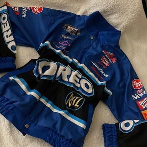 Women’s race car gear jacket, comes baggy but size S.